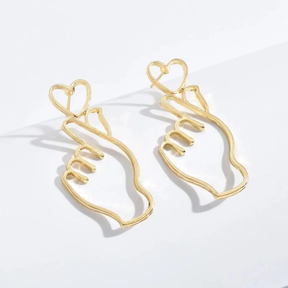 Red Heart in Hand Earrings - Picture 2 of 3